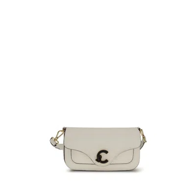 Coccinelle White Calf Leather Bos Taurus Shoulder Bag In White