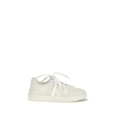 Balmain White Calf Leather Bos Taurus Low Top Sneakers In Multi