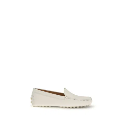 Tod's Cream Calf Leather Bos Taurus Slip-on Loafers In White