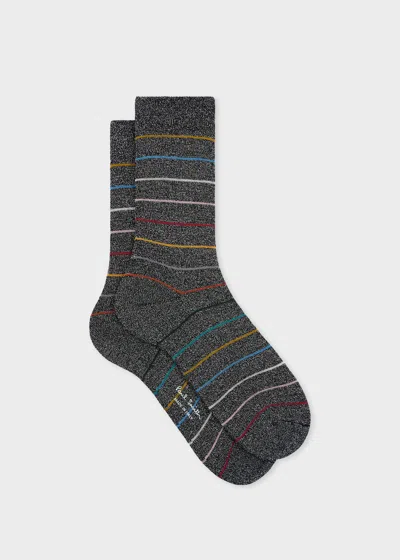 Paul Smith Women's Glitter 'signature Stripe' Socks Black In Gray