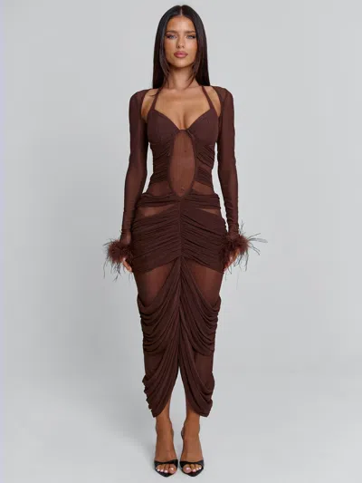 Outcast Cherrey Maxi Dress Chocolate In Brown