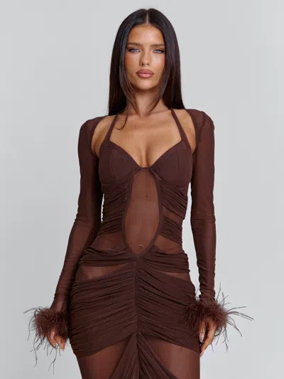 Outcast Cherrey Maxi Dress Chocolate In Brown