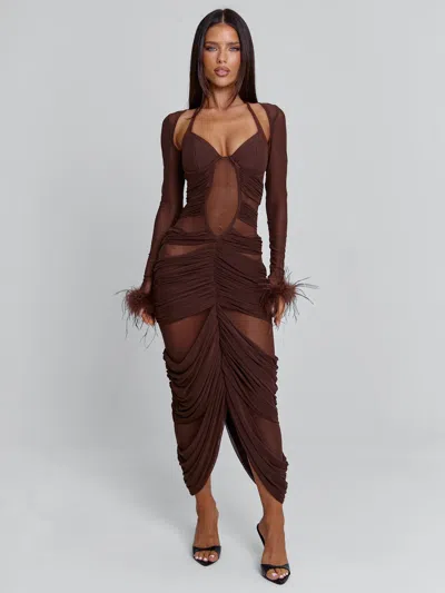 Outcast Cherrey Maxi Dress Chocolate In Brown