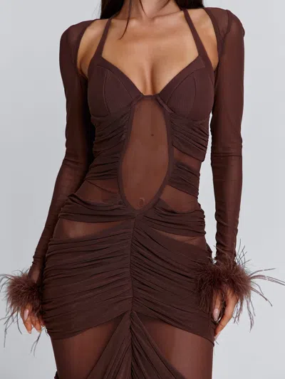 Outcast Cherrey Maxi Dress Chocolate In Brown