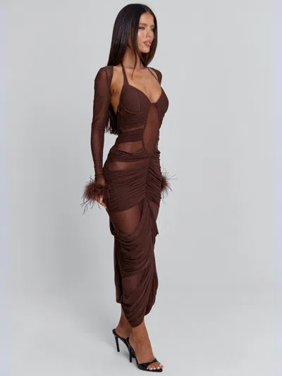 Outcast Cherrey Maxi Dress Chocolate In Brown
