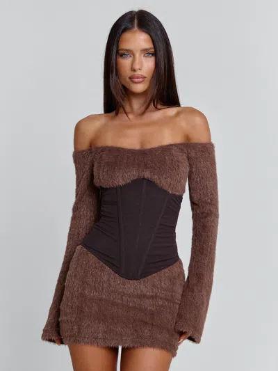 Outcast Juno Mini Dress Brown In Brown