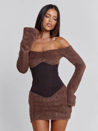 Outcast Juno Mini Dress Brown In Brown