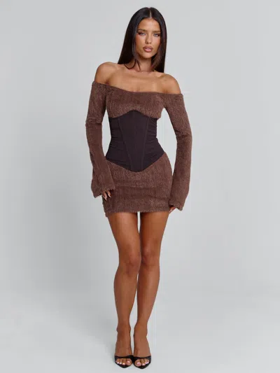 Outcast Juno Mini Dress Brown In Brown