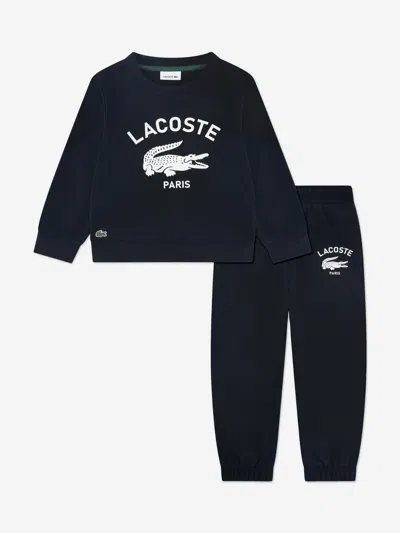 Lacoste Boys Soft Branding Tracksuit In Black