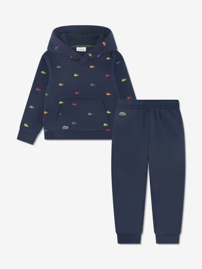 Lacoste Boys Allover Croc Tracksuit In Blue