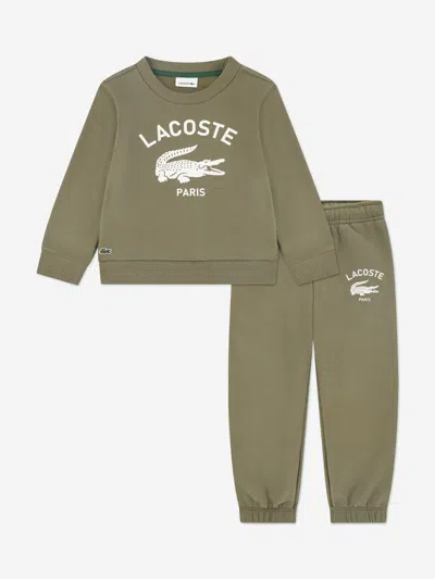 Lacoste Boys Soft Branding Tracksuit In Gray