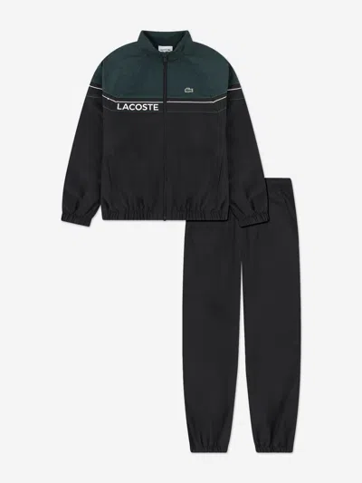 Lacoste Boys Colourblock Tracksuit In Black