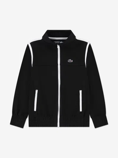 Lacoste Boys Contrast Seam Track Jacket In Black