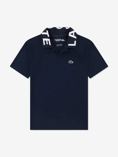 Lacoste Boys Sport Jacquard Polo Shirt In Blue