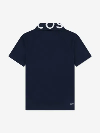 Lacoste Boys Sport Jacquard Polo Shirt In Blue