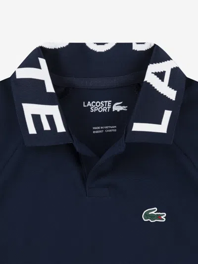 Lacoste Boys Sport Jacquard Polo Shirt In Blue