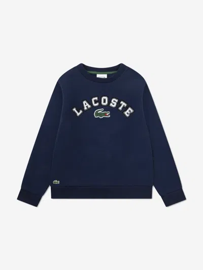 Lacoste Boys Chenille Logo Sweatshirt In Blue