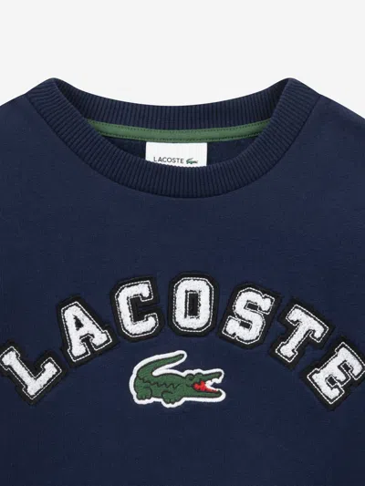 Lacoste Boys Chenille Logo Sweatshirt In Blue