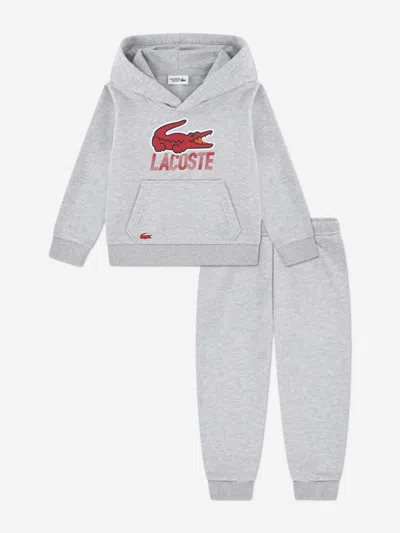 Lacoste Boys Logo Tracksuit In Gray