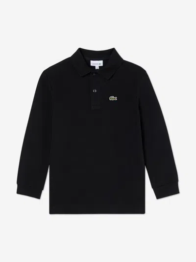 Lacoste Boys Long Sleeve Pique Polo Shirt In Black