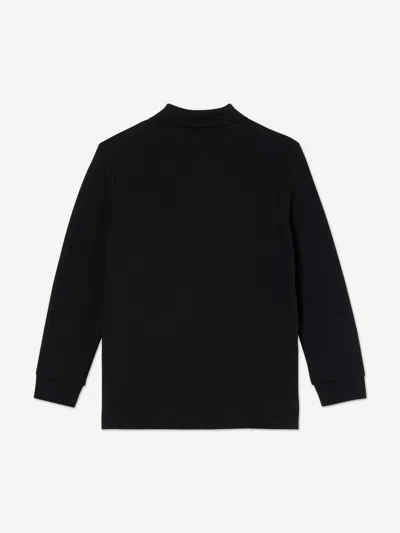 Lacoste Boys Long Sleeve Pique Polo Shirt In Black