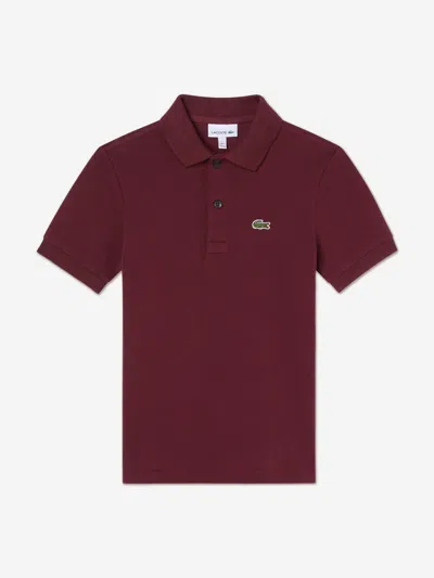 Lacoste Boys Pique Polo Shirt In Burgundy