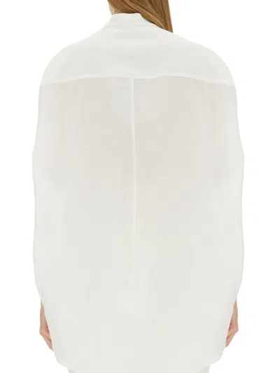 Stella Mccartney Relaxed Fit Short Sleeve Shirt With Slits In White