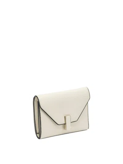 Valextra Isis Trifold Wallet Textured Finish Envelope In White