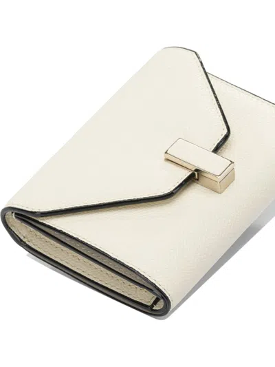 Valextra Isis Trifold Wallet Textured Finish Envelope In White
