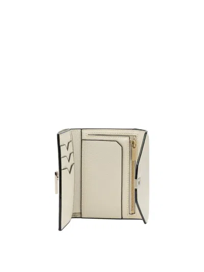Valextra Isis Trifold Wallet Textured Finish Envelope In White
