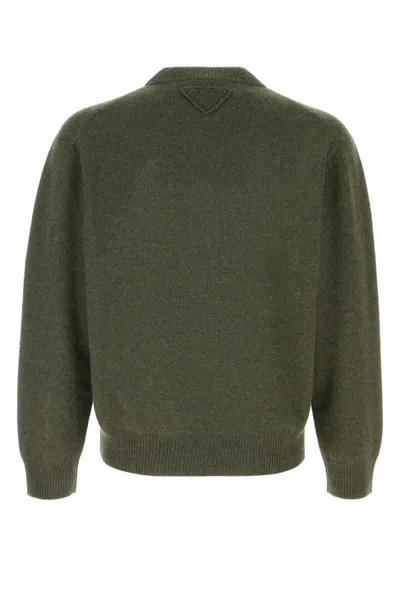 Prada Olive Green Cashmere Sweater In Green