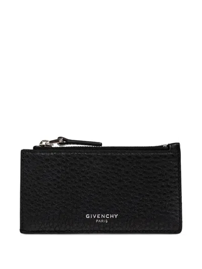 Givenchy Grain Leather Card Holder With Zip In Black