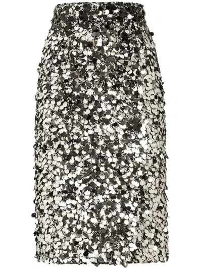Dolce & Gabbana Sequin-embellished Midi Skirt In Gray