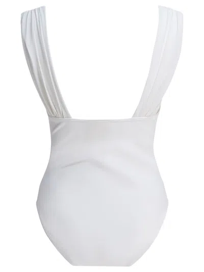 Zimmermann Draped One-piece Swimsuit Swimwear White In White