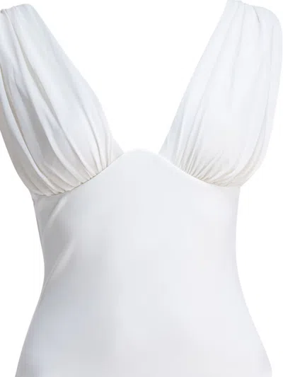 Zimmermann Draped One-piece Swimsuit Swimwear White In White