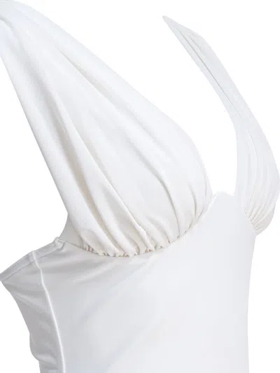 Zimmermann Draped One-piece Swimsuit Swimwear White In White