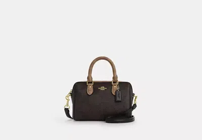 Coach Outlet Mini Rowan Crossbody Bag In Blocked Signature Canvas In Brown