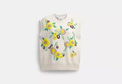 Coach Outlet Floral Knit Vest In White