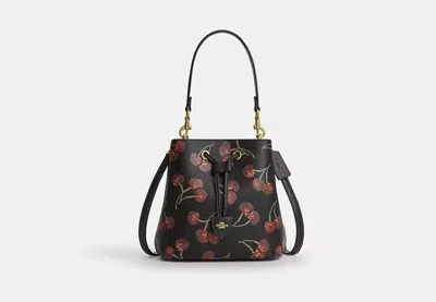Coach Outlet Rowan Bucket Bag With Cherry Print In Black