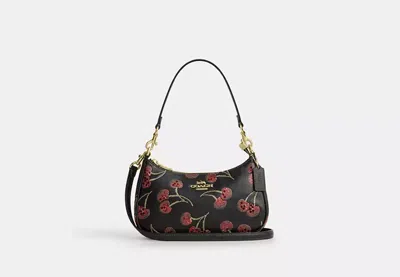 Coach Outlet Teri Shoulder Bag With Cherry Print In Black