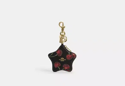 Coach Outlet Star Bag Charm With Cherry Print In Black