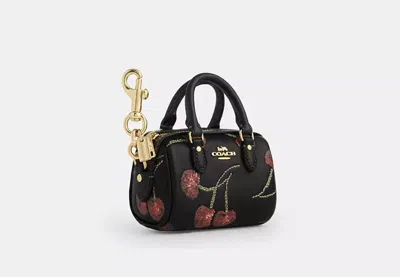 Coach Outlet Mini Rowan Bag Charm With Cherry Print In Black