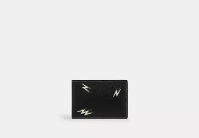 Coach Outlet Compact Billfold With Lightning Bolt Print In Black