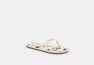 Coach Outlet Zayn Flip Flop With Cherry Print In White