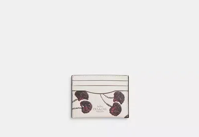 Coach Outlet Slim Id Card Case With Cherry Print In White