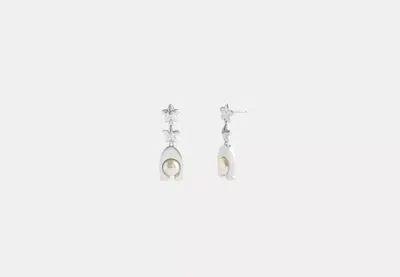 Coach Outlet Wildflower Signature Pearl Statement Drop Earrings In Metallic