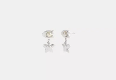 Coach Outlet Wildflower Signature Pearl Drop Earrings In Metallic