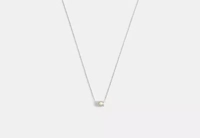 Coach Outlet Signature Pearl Pendant Necklace In Metallic