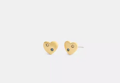 Coach Outlet Heart With Stones Stud Earrings In Gold