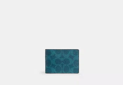 Coach Outlet Compact Billfold Wallet In Signature Canvas In Blue